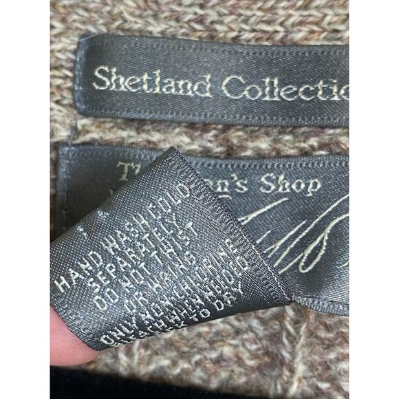 Lord & Taylor Shetland Wool Mens Wool Cable Knit Cardigan Sweater Sz Large Beige - Picture 4 of 14